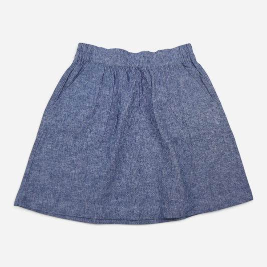 FALDA AZUL DE LINO CON CINTURA ELÁSTICA | LOFT | TALLA XS