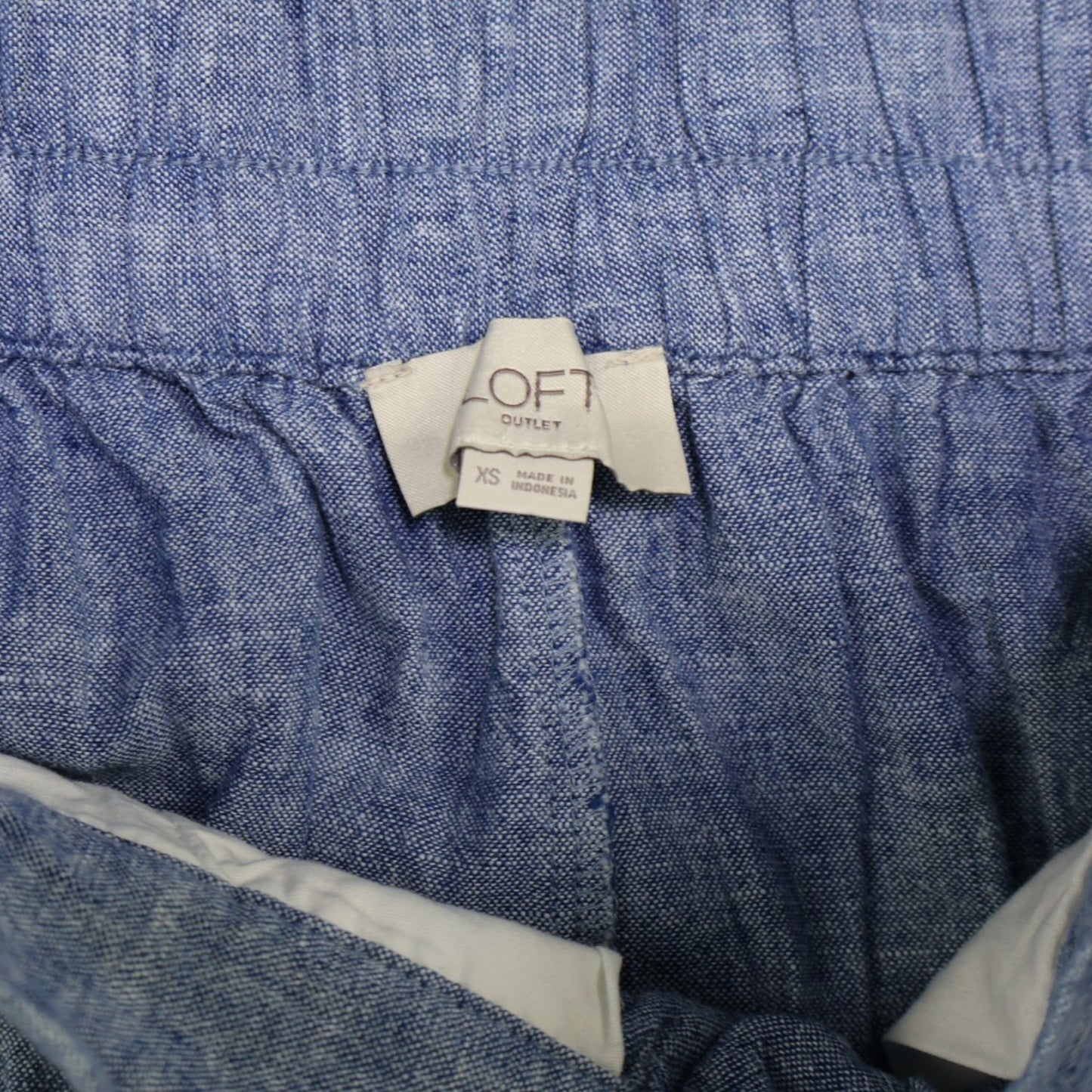FALDA AZUL DE LINO CON CINTURA ELÁSTICA | LOFT | TALLA XS