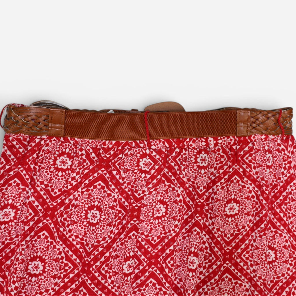 Falda roja estampada con correa para mujer Faded Glory talla L (12-14), foto 4