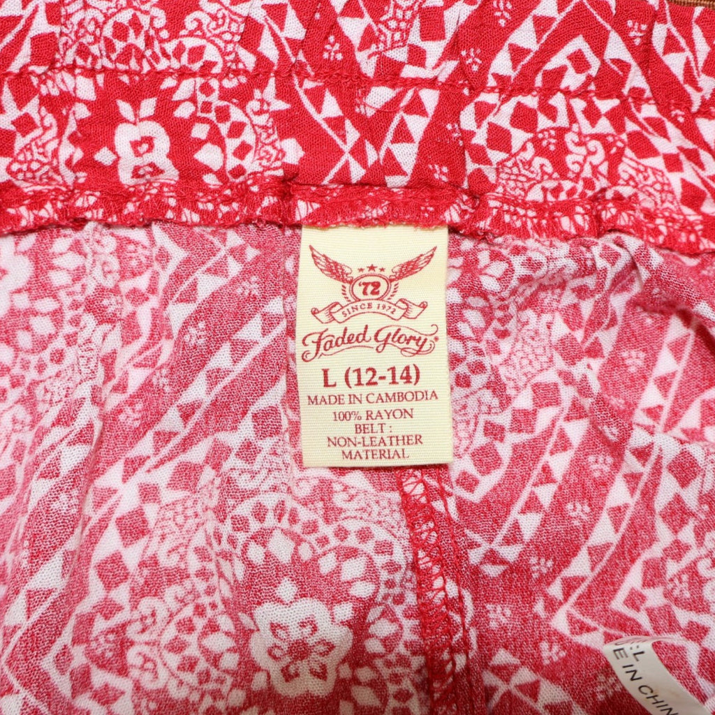 Falda roja estampada con correa para mujer Faded Glory talla L (12-14), foto 7