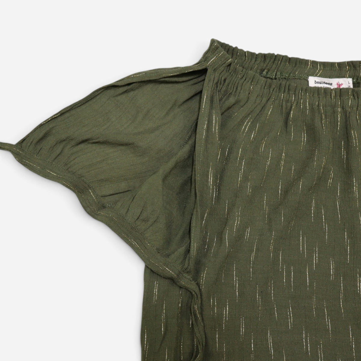 Blusa verde olivo con hilos dorados para niña Beautees talla L (14), foto 5