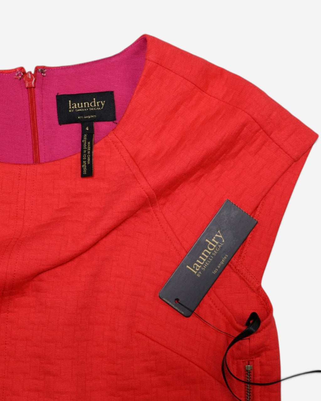 Vestido rojo coral Laundry by Shelli Segal, talla 4, foto 5