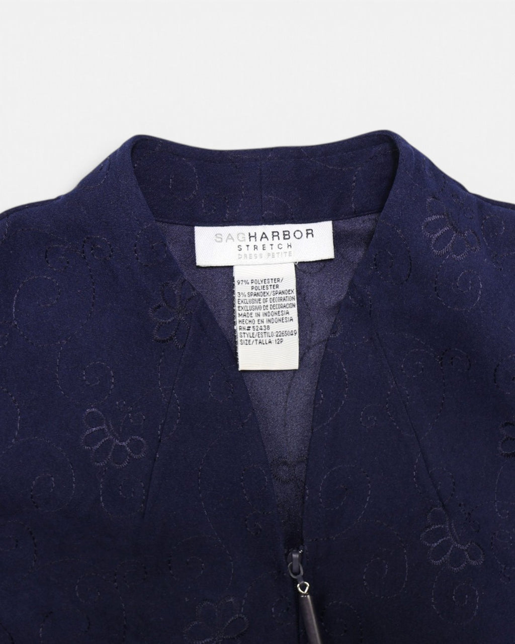 Conjunto de chaqueta y pantalón azul marino con bordado para mujer, marca Sag Harbor, talla 12P, foto 14