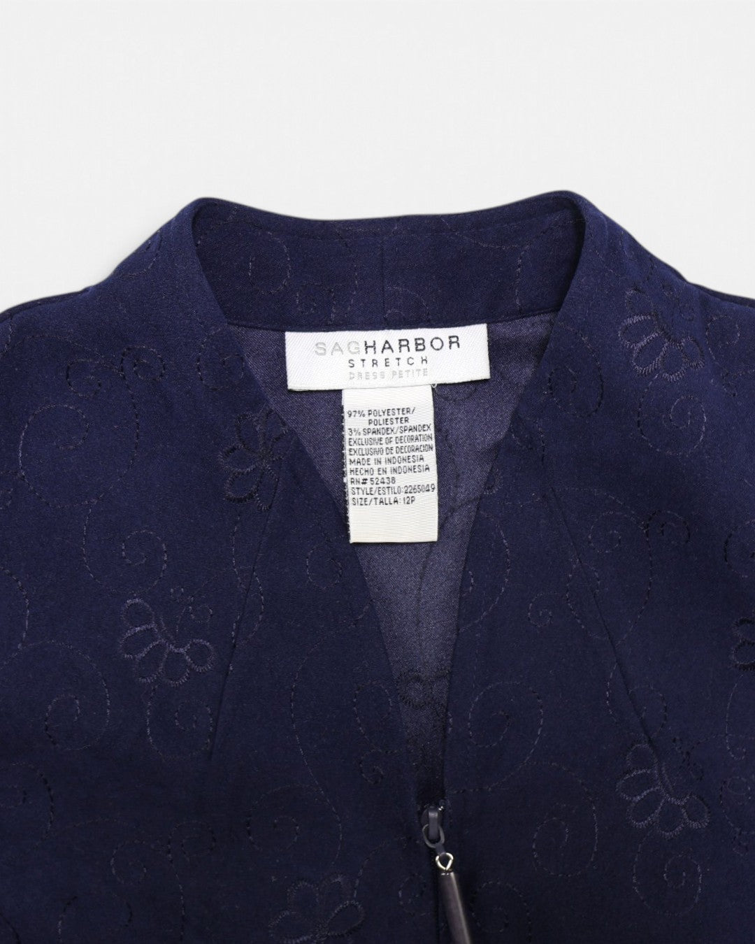 Conjunto de chaqueta y pantalón azul marino con bordado para mujer, marca Sag Harbor, talla 12P, foto 14
