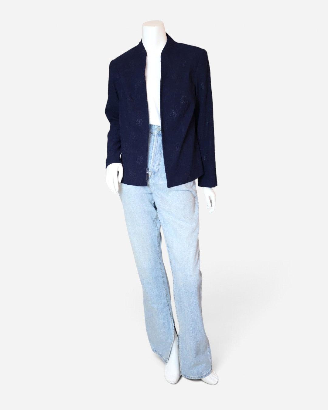 Conjunto de chaqueta y pantalón azul marino con bordado para mujer, marca Sag Harbor, talla 12P, foto 19