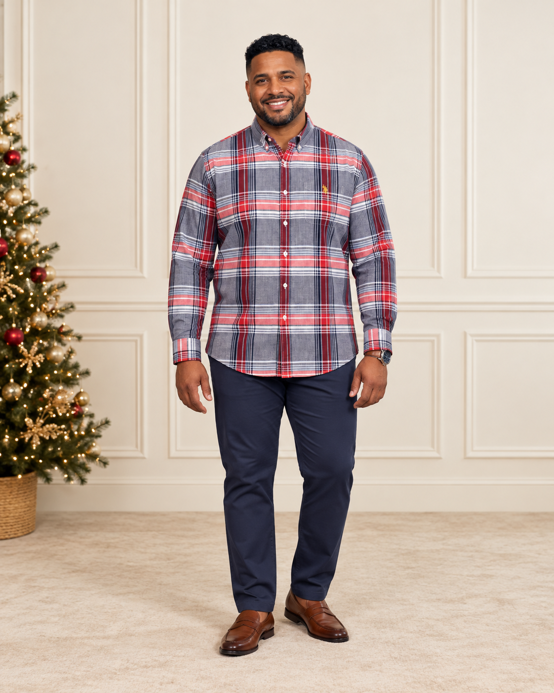 Camisa de cuadros U.S. Polo Assn., talla L, ropa de segunda mano en República Dominicana