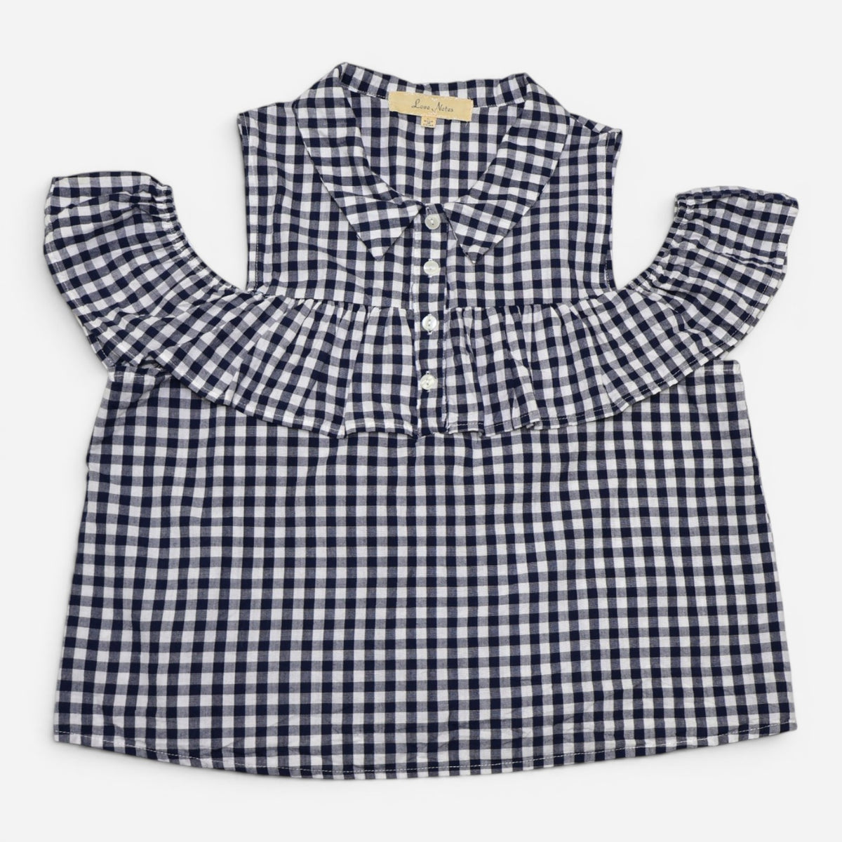 Blusa de cuadros con hombros descubiertos para niña Love Notes talla L, foto 2