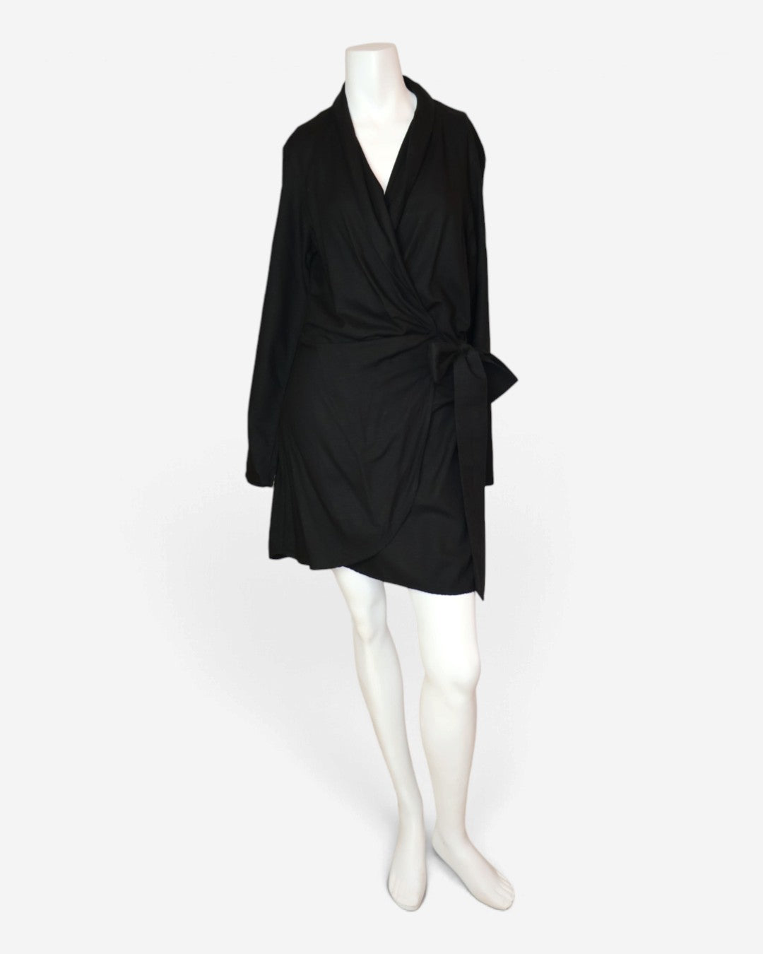 Vestido cruzado negro de lino H&M, talla S, foto 7