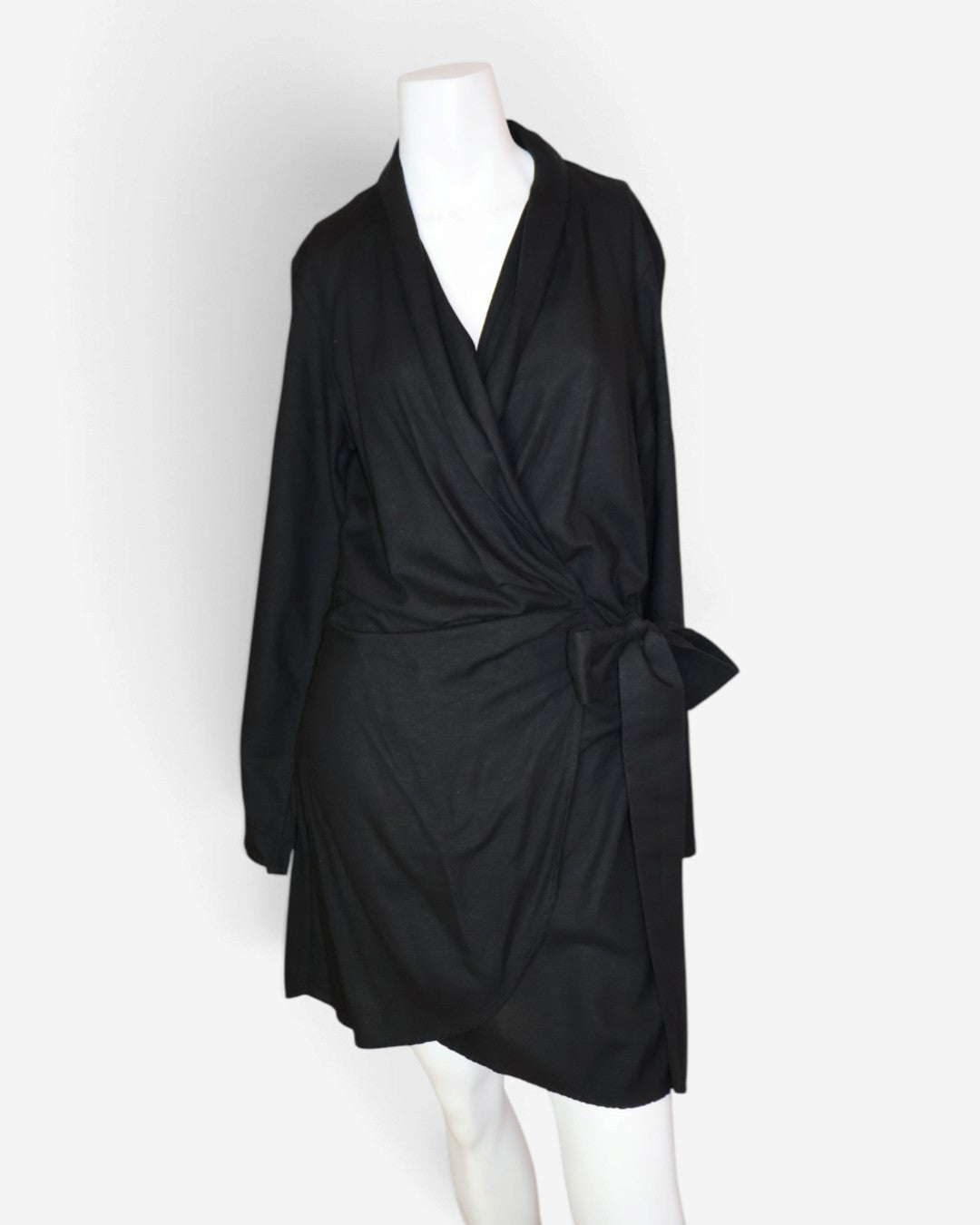 Vestido cruzado negro de lino H&M, talla S, foto 8