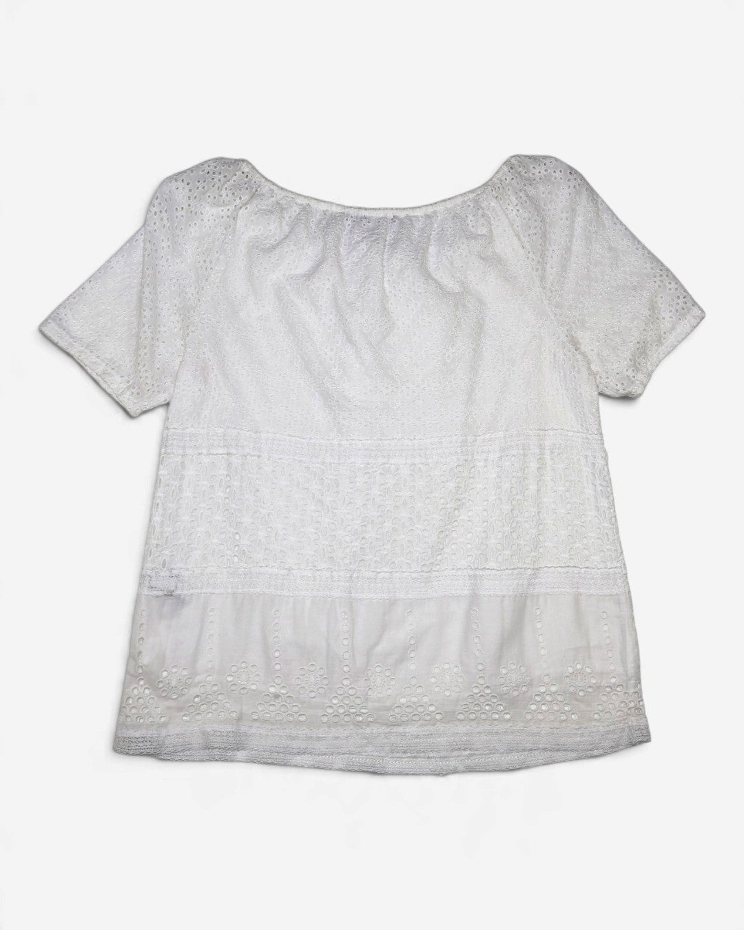 Blusa blanca con bordado calado para mujer Lauren Ralph Lauren talla L, foto 5