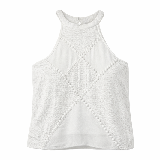 BLUSA HALTER CON ENCAJE BLANCA | ALYA | TALLA S