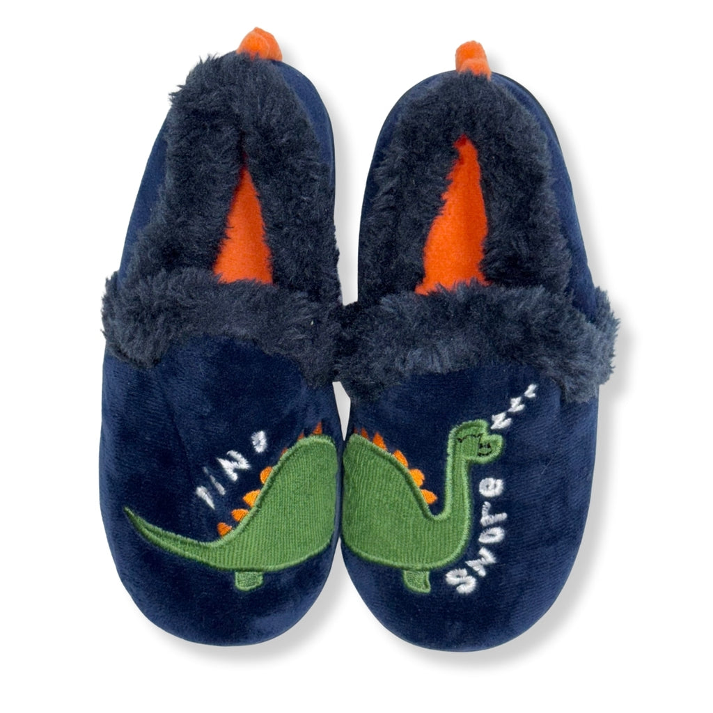 Pantuflas azul marino con dinosaurio para niño Wonder Nation talla 11-12, foto 2