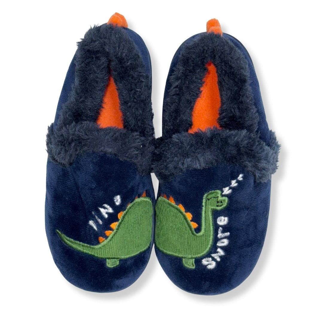 Pantuflas azul marino con dinosaurio para niño Wonder Nation talla 11-12, foto 2