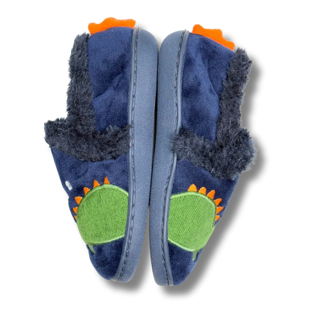Pantuflas azul marino con dinosaurio para niño Wonder Nation talla 11-12, foto 3