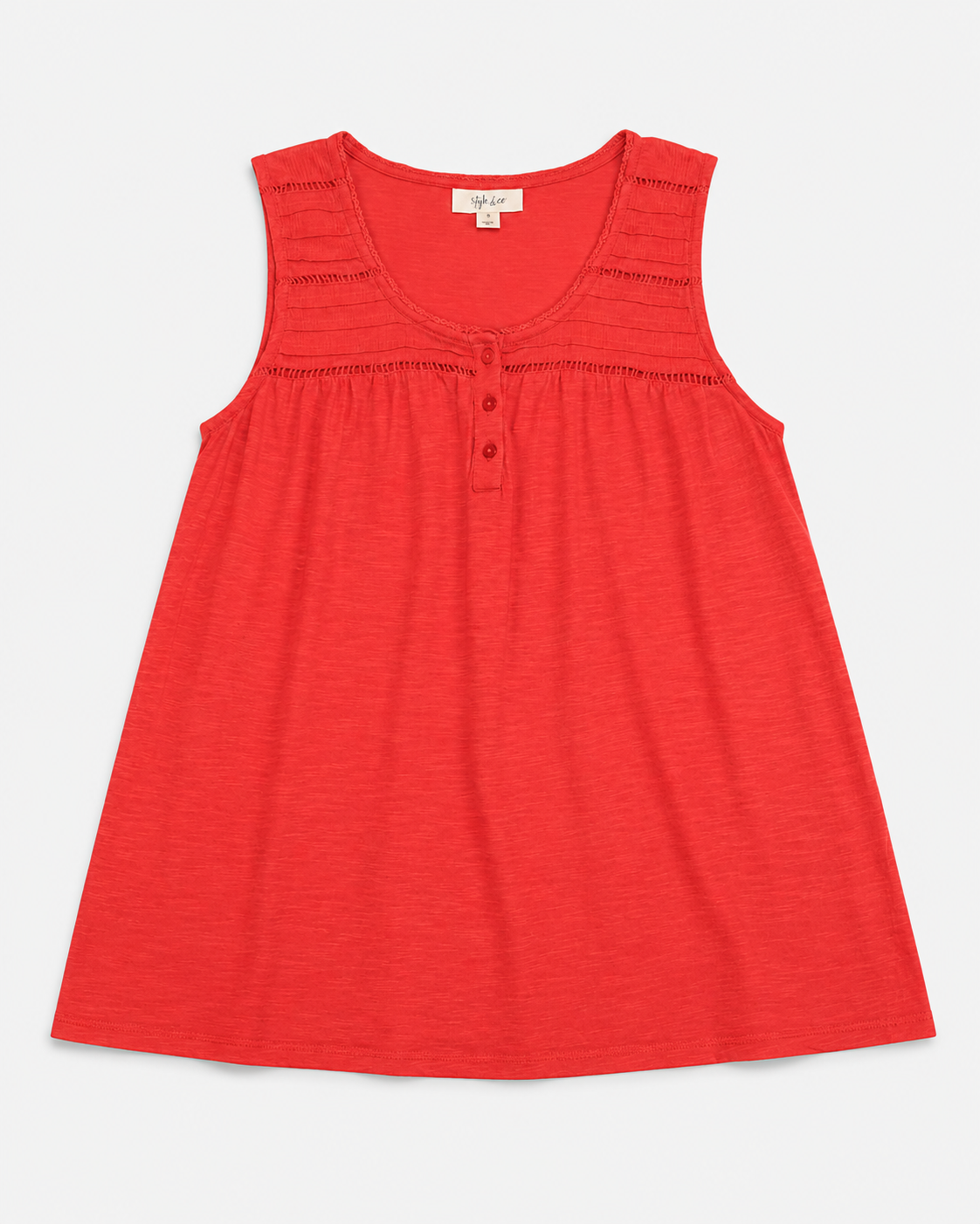 TOP SIN MANGAS ESTILO HENLEY | STYLE & CO | TALLA M