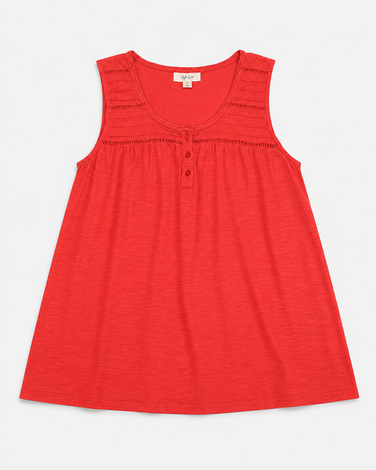 TOP SIN MANGAS ESTILO HENLEY | STYLE & CO | TALLA M