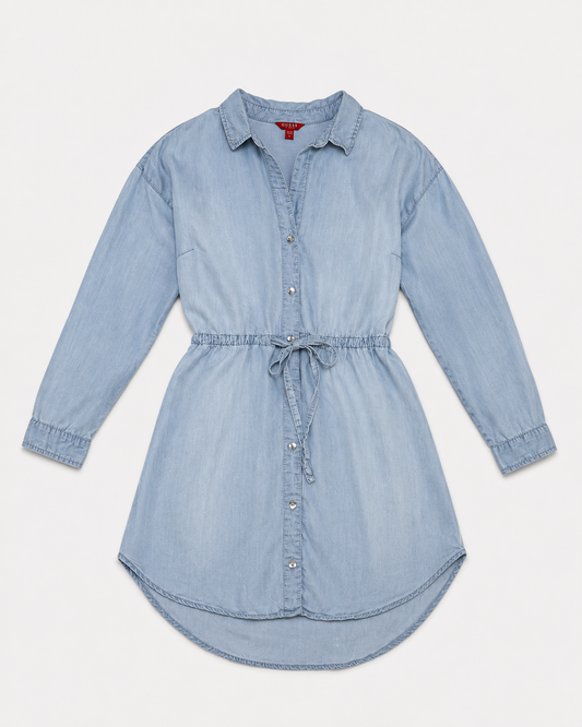 VESTIDO CAMISERO AZUL CLARO CON CINTURA AJUSTABLE | GUESS | TALLA S