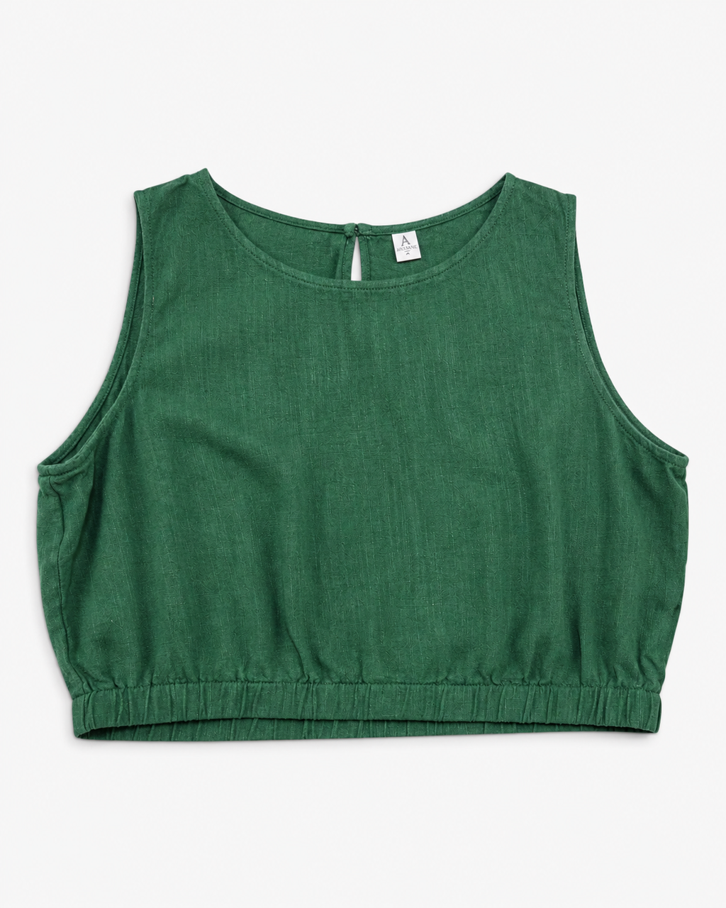 BLUSA CORTA DE MEZCLA DE LINO VERDE | ANRABESS | TALLA XL