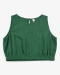 BLUSA CORTA DE MEZCLA DE LINO VERDE | ANRABESS | TALLA XL