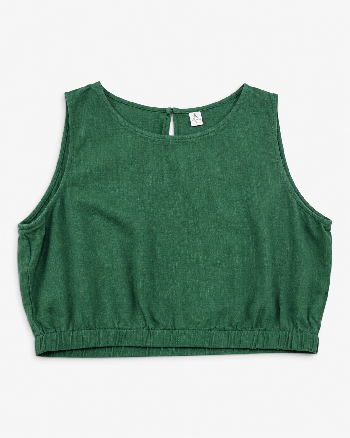 BLUSA CORTA DE MEZCLA DE LINO VERDE | ANRABESS | TALLA XL