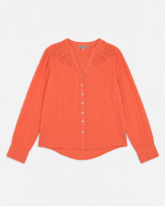 BLUSA CORAL MANGA LARGA PARA MUJER | NANETTE LEPORE | TALLA L