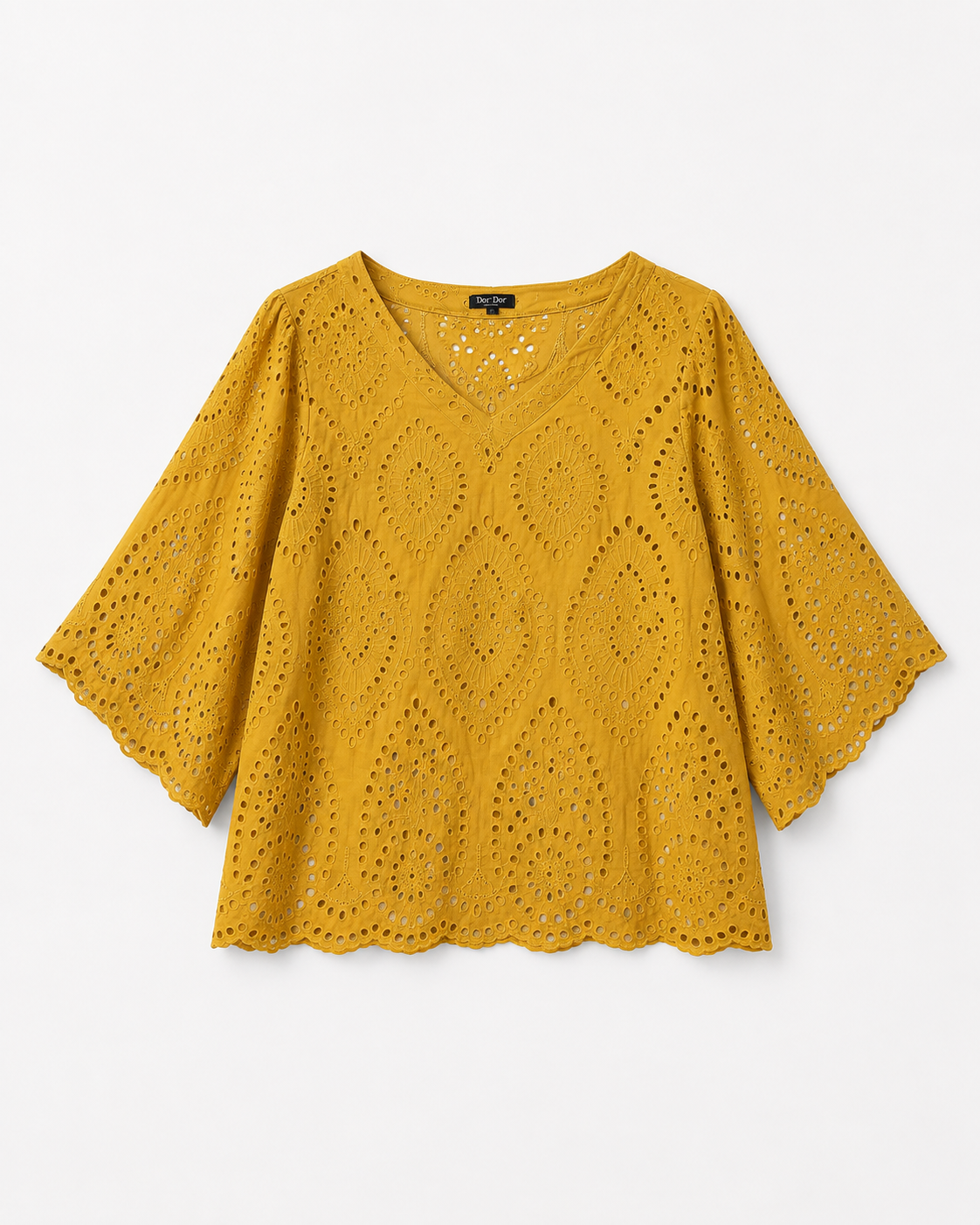 BLUSA AMARILLA CON BORDADO | DOR DOR COUTURE | TALLA S (OVERSIZE)