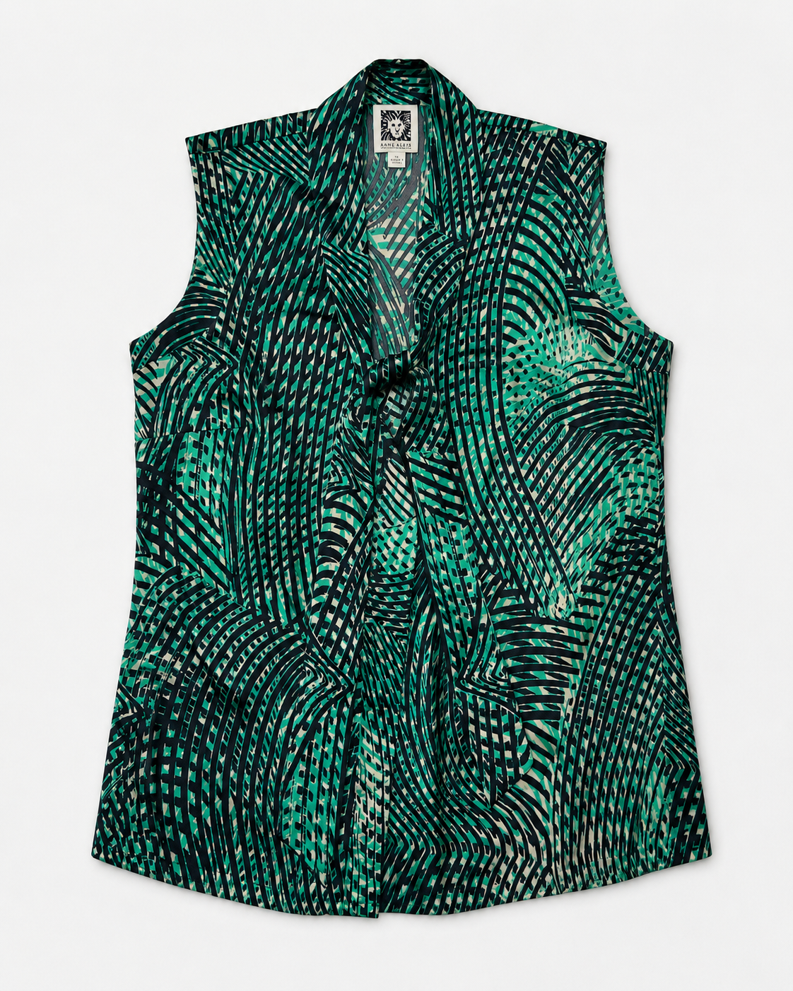 BLUSA SIN MANGAS CON ESTAMPADO VERDE PARA MUJER | ANNE KLEIN | TALLA XS