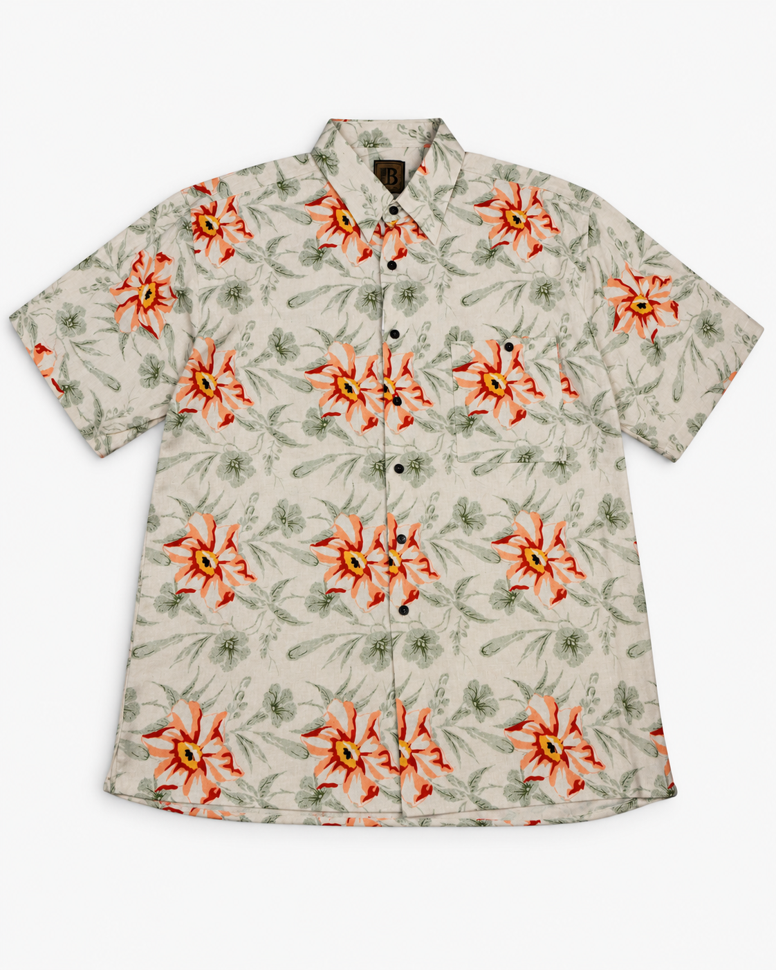 NEW | CAMISA DE SEDA PARA HOMBRE CON ESTAMPADO FLORAL | BRUNO | TALLA XL