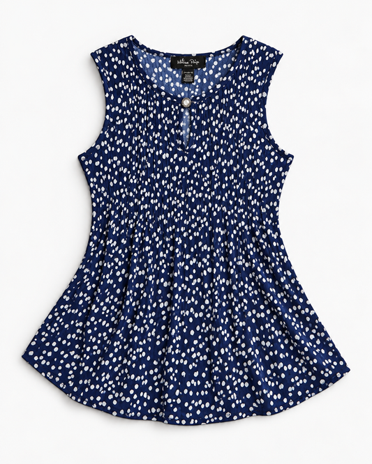 BLUSA SIN MANGAS CON ESTAMPADO DE LUNARES | MELISSA PAIGE | TALLA S PETITE
