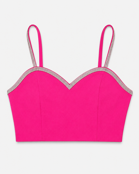 TOP CORTO FUCSIA CON TIRANTE CON PEDRERÍA | SINCERELY JULES | TALLA S