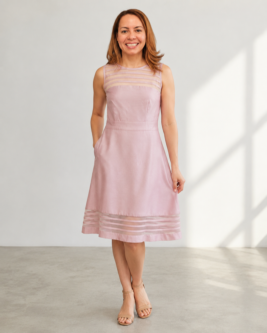 VESTIDO ROSADO DE CORTE EN A PARA MUJER | TAYLOR | TALLA 8 (M)