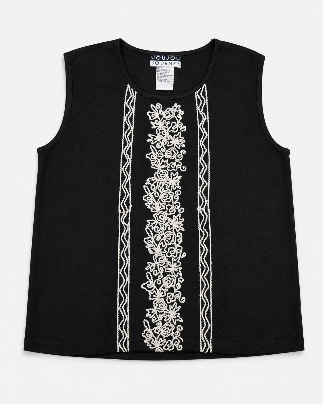 TOP SIN MANGAS CON BORDADO FLORAL | JOUJOU JOURNEY | TALLA M