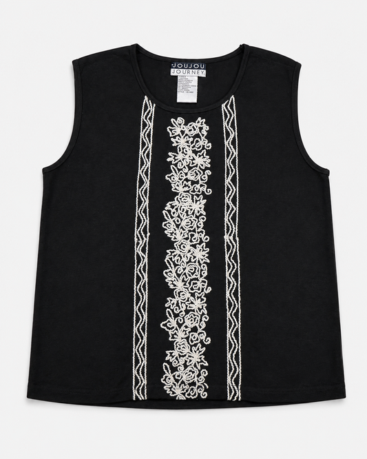 TOP SIN MANGAS CON BORDADO FLORAL | JOUJOU JOURNEY | TALLA M