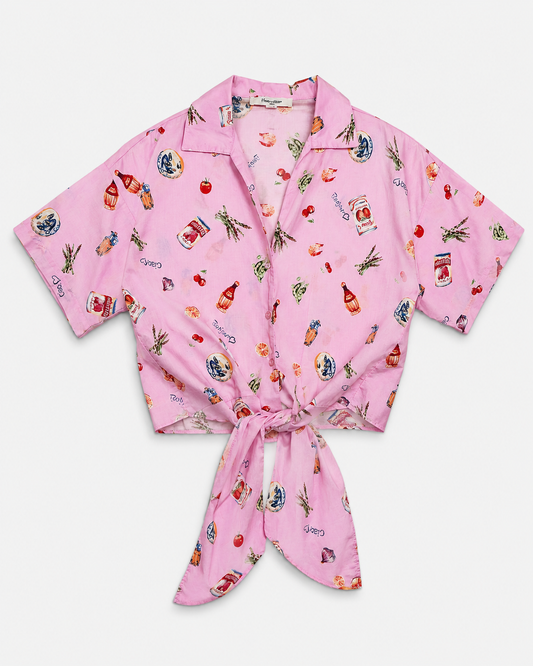 CAMISA MANGA CORTA CON ESTAMPADO DE COMIDA | HAVEN + BLAIR | TALLA S