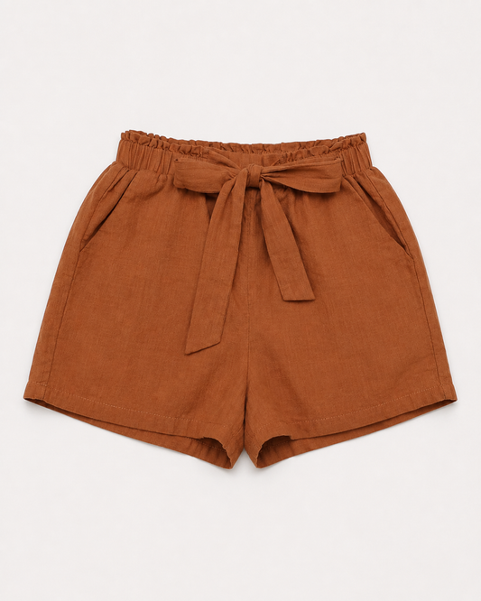 SHORT COLOR TERRACOTA CON LAZO EN LA CINTURA | TALLA S (US 4)