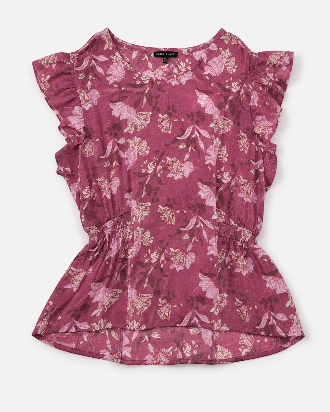 BLUSA FLORAL DE MANGAS CON VOLANTES | COMO BLACK | TALLA XL