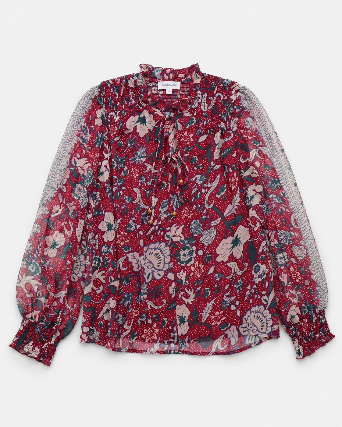 BLUSA CON ESTAMPADO FLORAL MANGA LARGA | CALLIGRAPHIE | TALLA S