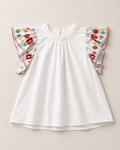 BLUSA BLANCA CON MANGAS BORDADAS | CROWN & IVY | TALLA XL