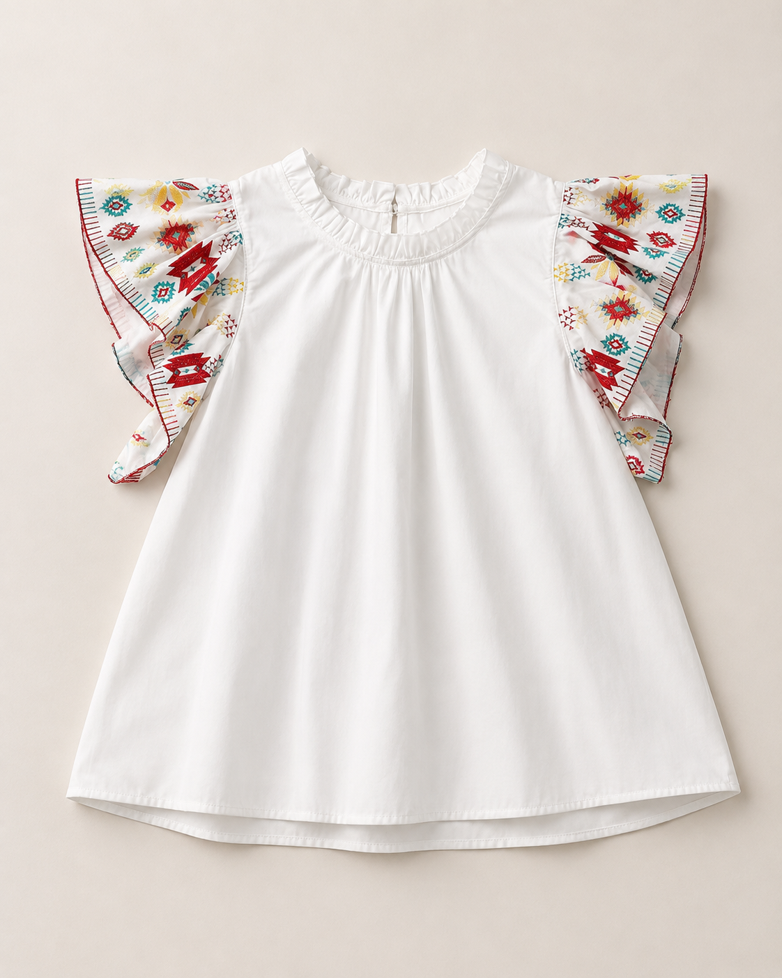 BLUSA BLANCA CON MANGAS BORDADAS | CROWN & IVY | TALLA XL