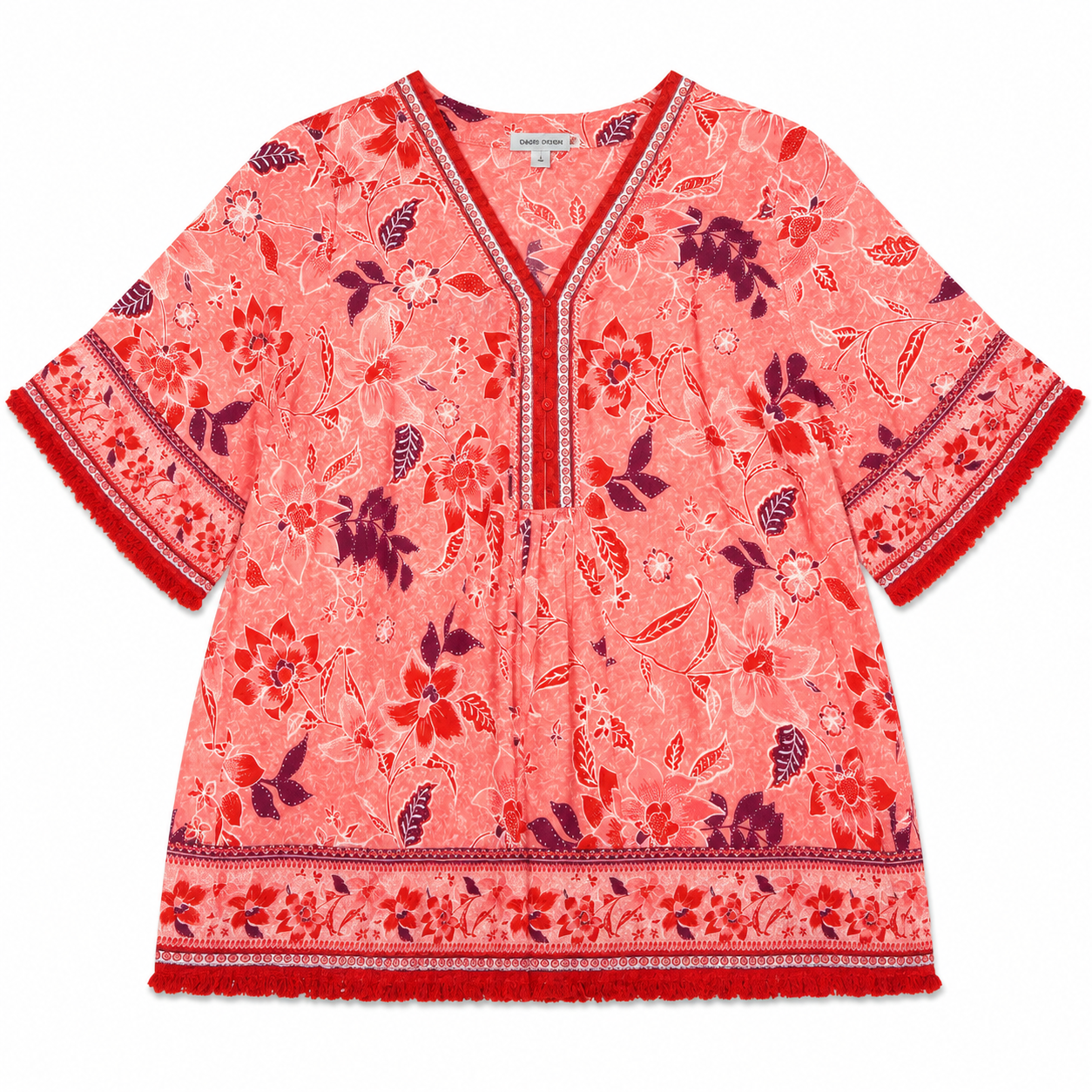 BLUSA CORAL CON ESTAMPADO FLORAL | AVENUE | TALLA 3X