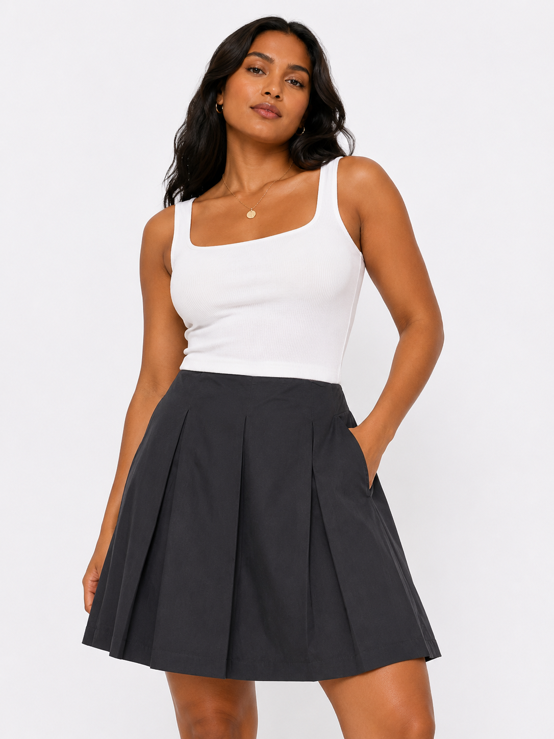FALDA NEGRA PLISADA | TALBOTS | TALLA 12 (L)