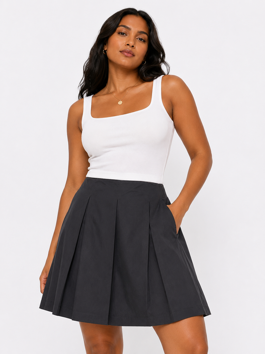 FALDA NEGRA PLISADA | TALBOTS | TALLA 12 (L)