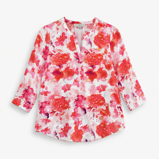 BLUSA CON ESTAMPADO FLORAL ROSADA | LILA ROSE | TALLA M