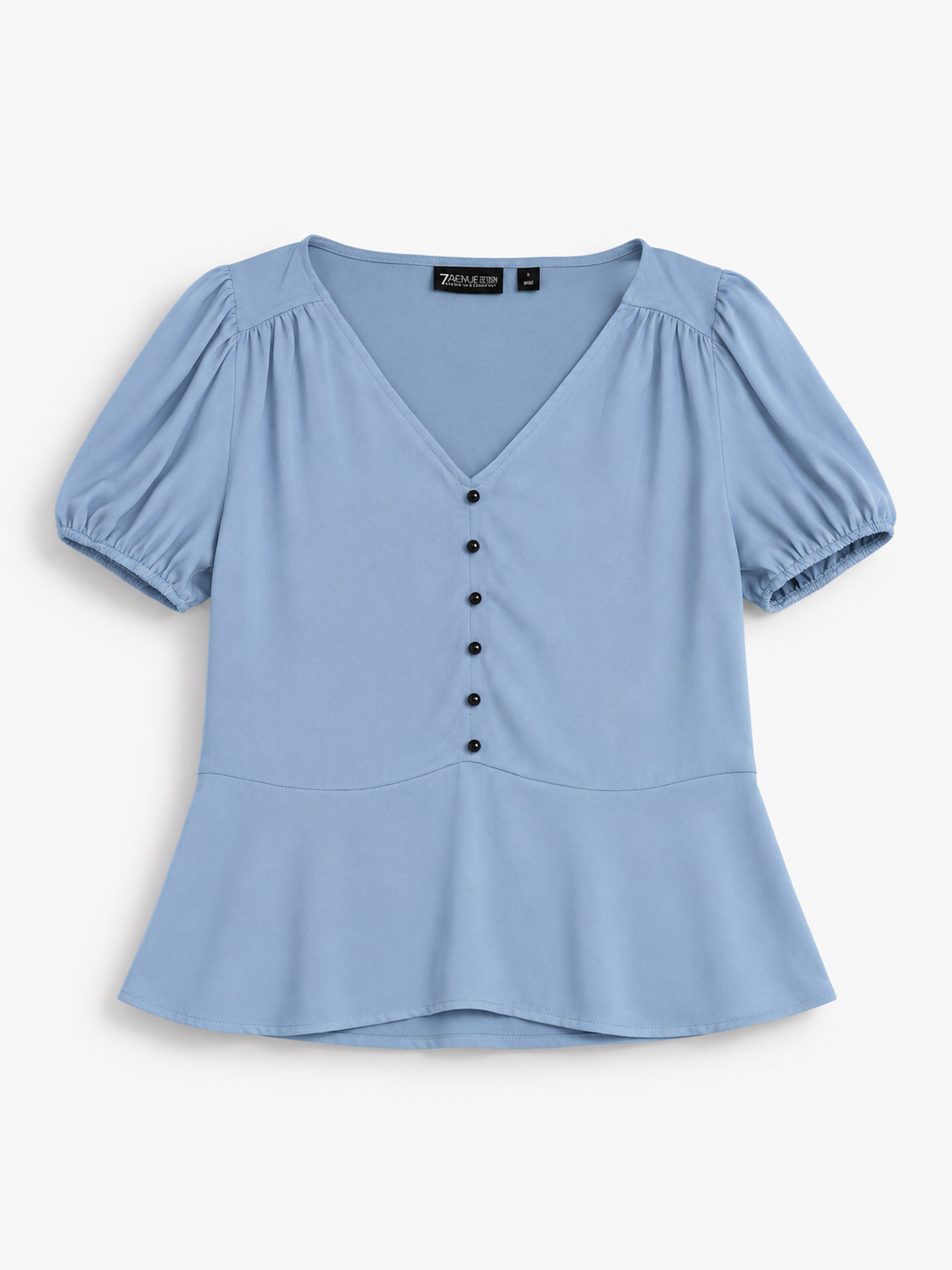 BLUSA AZUL CLARO CON MANGAS ABULLONADAS | 7TH AVENUE DESIGN STUDIO | TALLA S