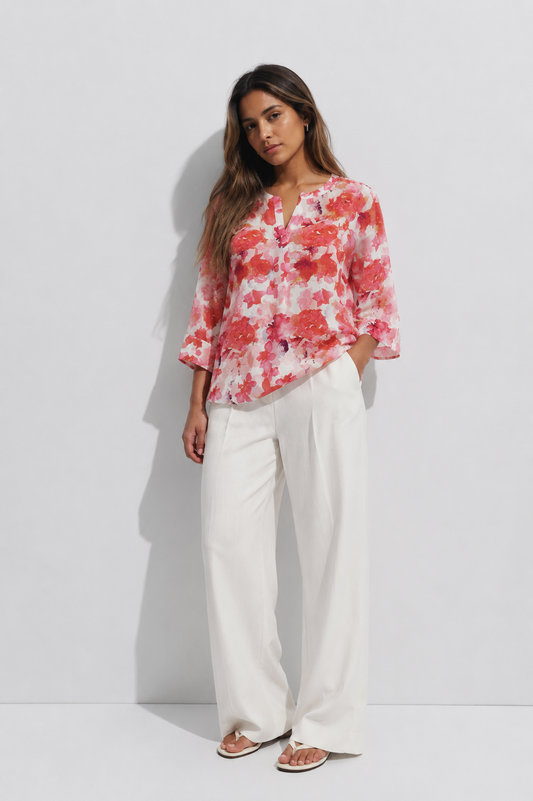 BLUSA CON ESTAMPADO FLORAL ROSADA | LILA ROSE | TALLA M