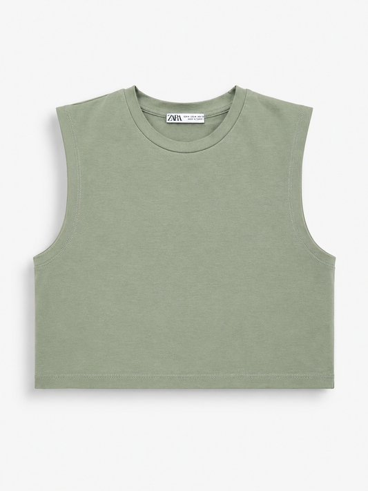 CROP TOP VERDE SIN MANGAS | ZARA | TALLA M