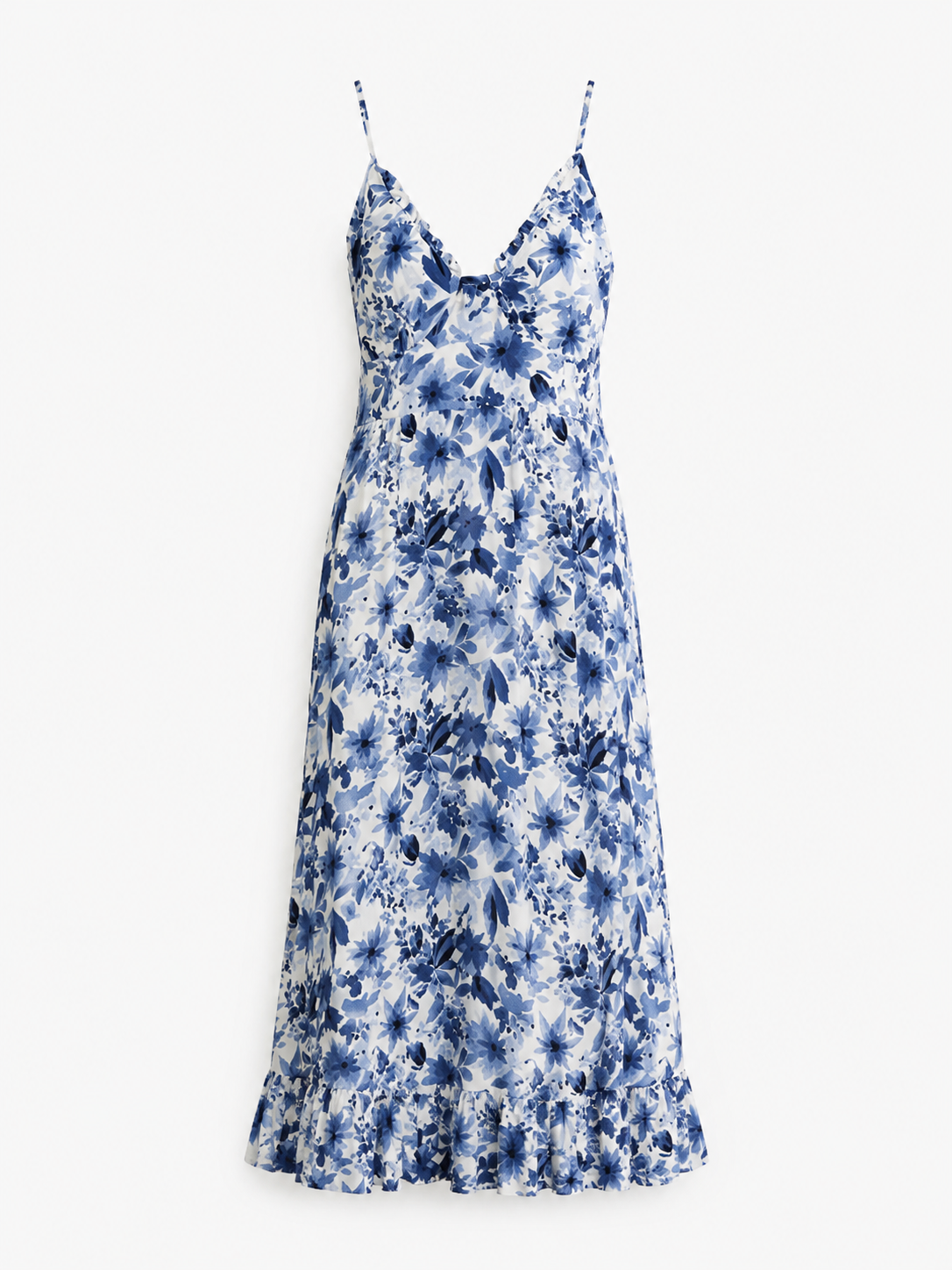 VESTIDO MIDI FLORAL AZUL Y BLANCO | SPLA | TALLA S