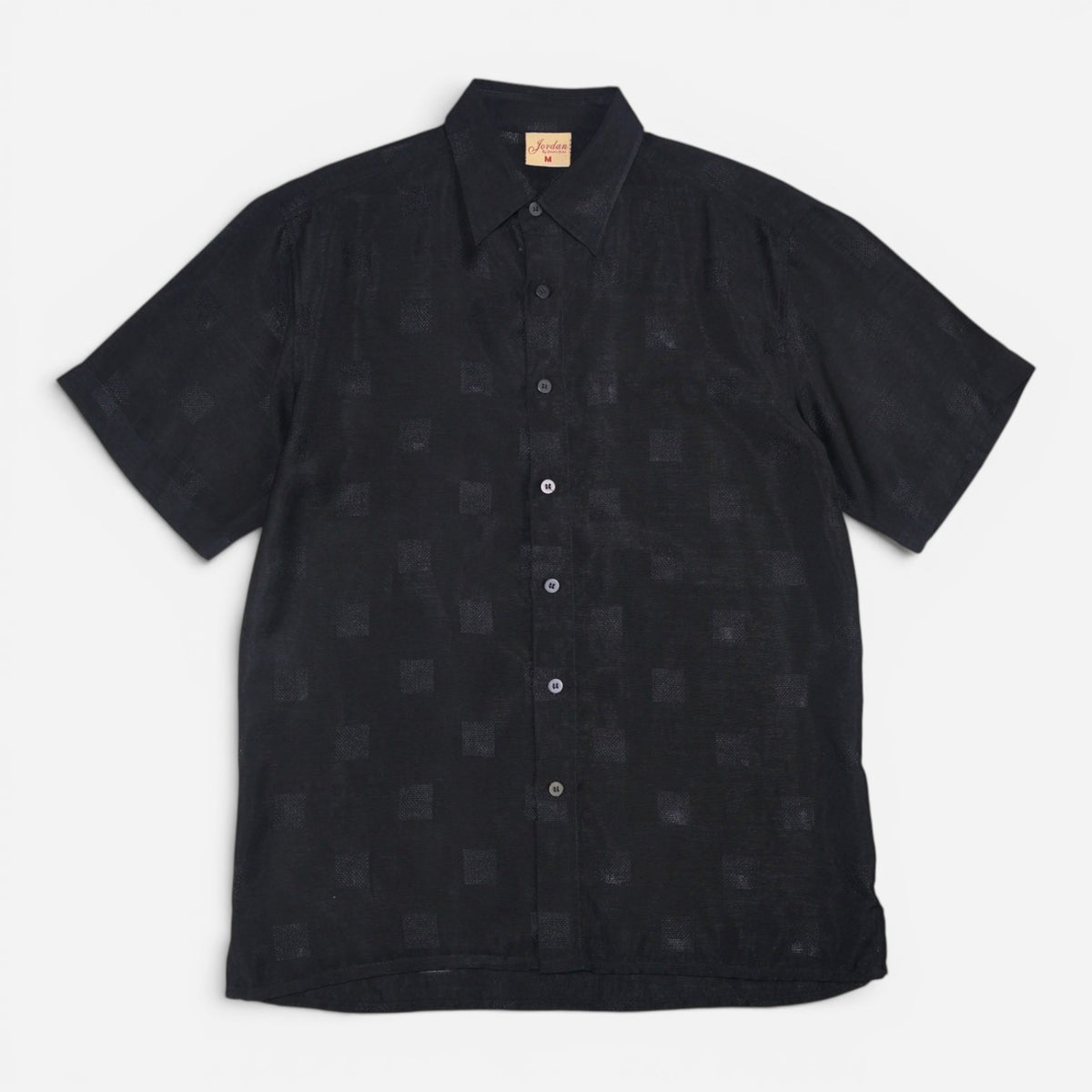Camisa negra de mangas cortas con textura de cuadros para hombre Jordan by Claudia talla M, foto 2