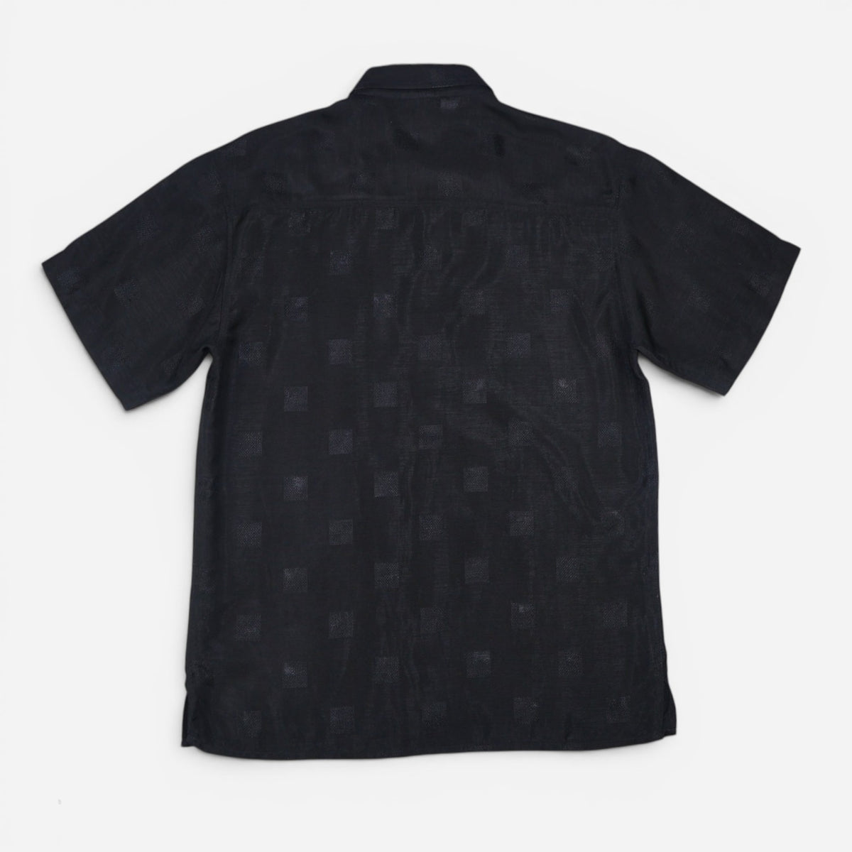 Camisa negra de mangas cortas con textura de cuadros para hombre Jordan by Claudia talla M, foto 3
