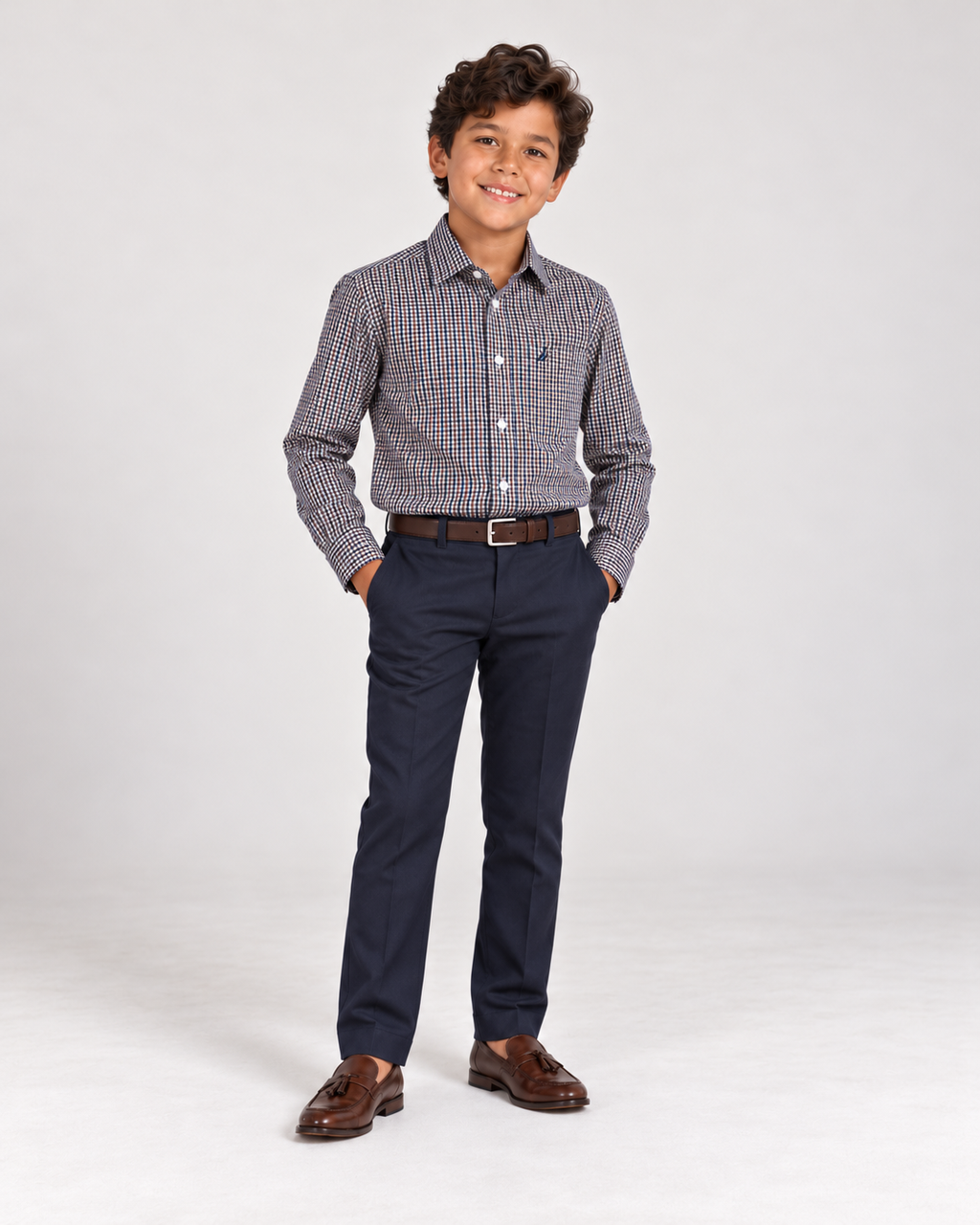 Camisa de cuadros de mangas largas para niño, marca Nautica, talla 10